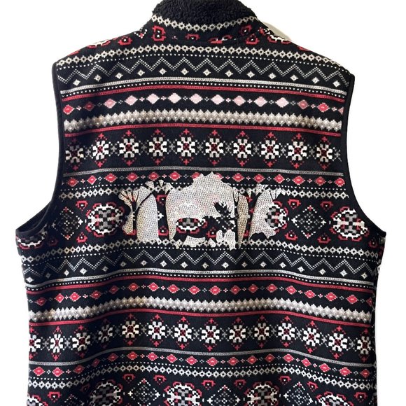 OOAK  Karen Scott  Fuzzy/Fluffy Sweater Vest   Custom Embroidered  Moose  XL - Picture 1 of 4